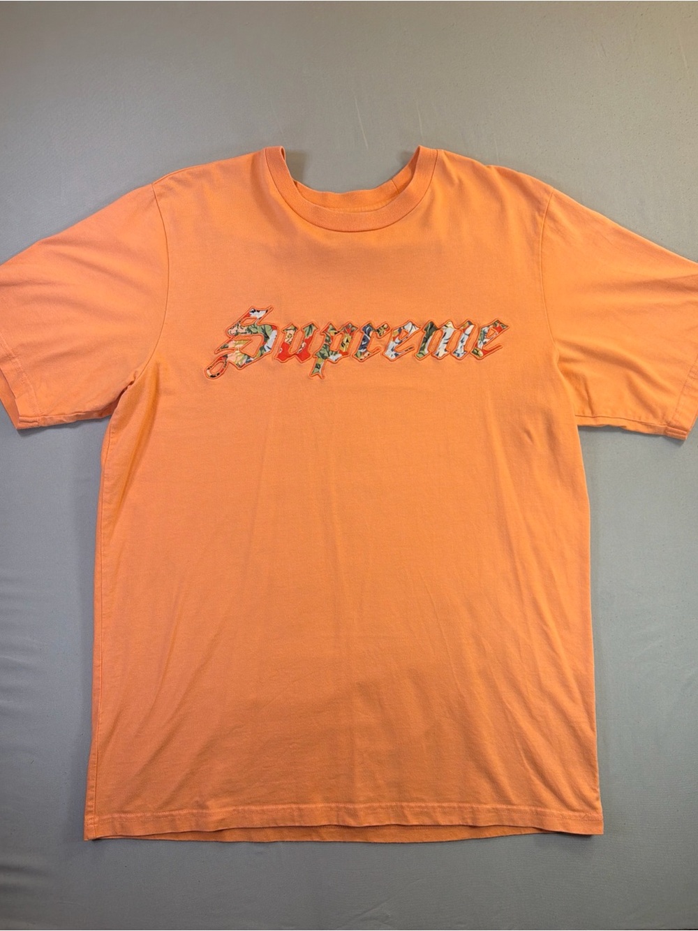 Supreme Peach/Orange Floral Script Logo T-Shirt - Men